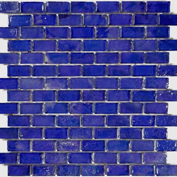 Aqua Mosaics 1" x 2" Brick Poured Mosaic in Cobalt