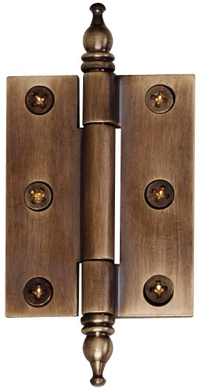 Alno Hardware Solid Brass Finial Tip Mortise Hinge in Antique English Matte