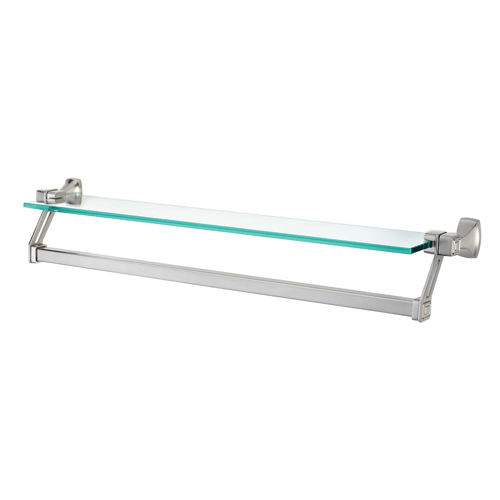 Alno Hardware 25" Glass Shelf With Towel Bar in Satin Nickel