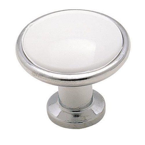 Amerock 1 3/16" Diameter Knob in Polished Chrome with White