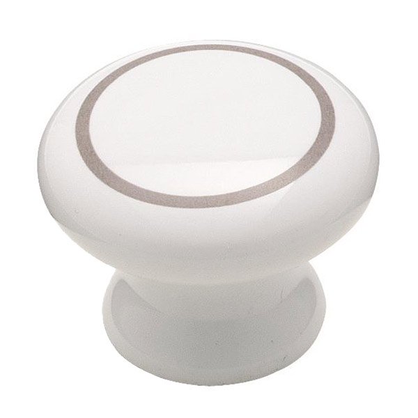 Amerock 1 1/2" Diameter Oversized Knob in White with Gray Circle
