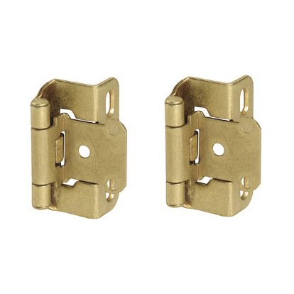 Amerock Self Closing Partial Wrap 1/2" Overlay Hinge (Pair) in Burnished Brass
