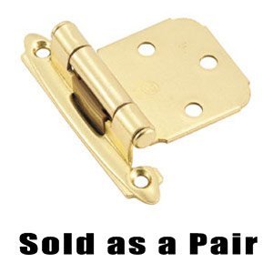 Amerock Self-Closing Face Mount, Variable Overlay Reverse Bevel Hinge (Pair) in Bright Brass