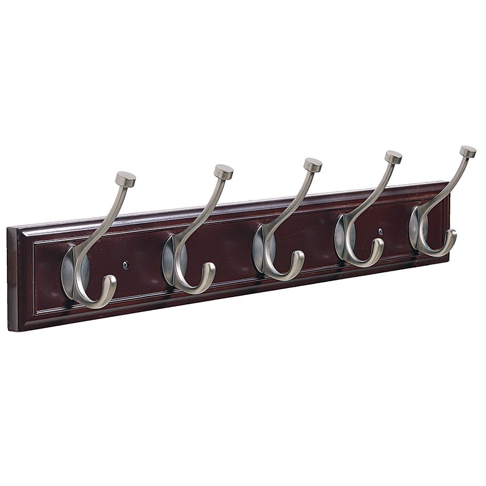 Amerock 27" Quintuple Hook Rack in Mahogany and Antique Silver