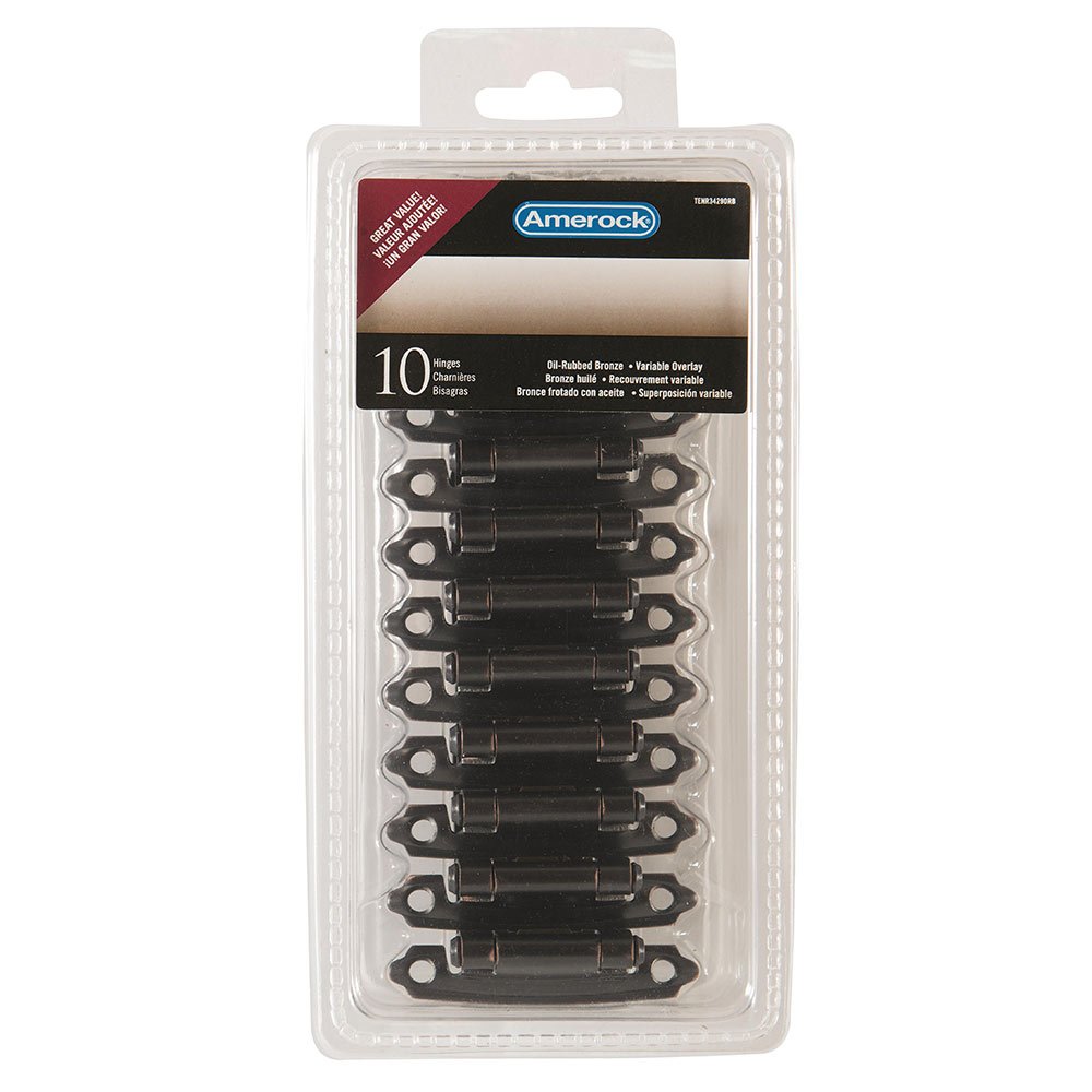 Amerock 10 PACK of Self Closing Face Mount Variable Overlay Hinge (5 Pairs) in Oil Rubbed Bronze