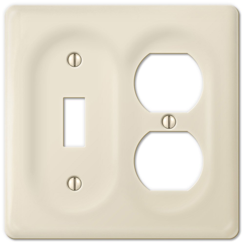 Amerelle Wallplates Ceramic Single Toggle Single Duplex Combo Wallplate in Biscuit