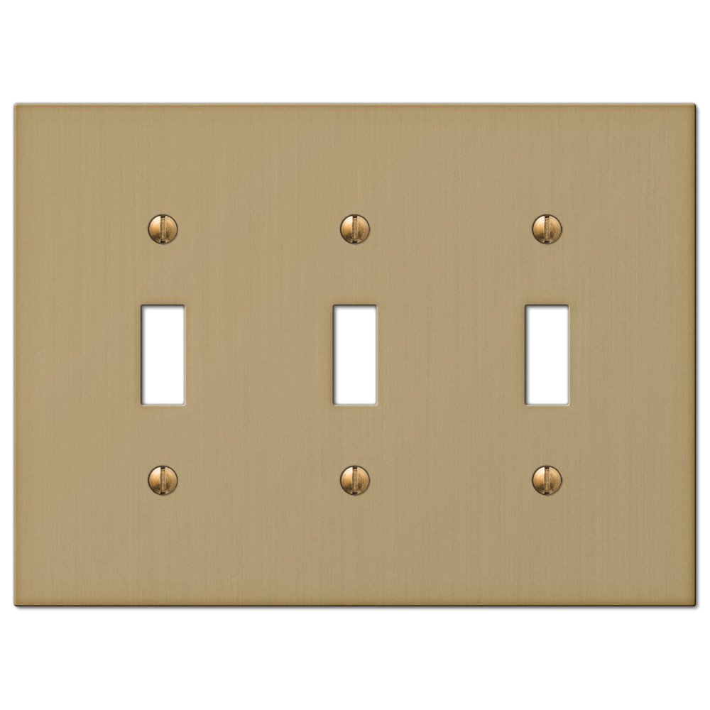 Amerelle Wallplates Triple Toggle Wallplate in Brushed Bronze