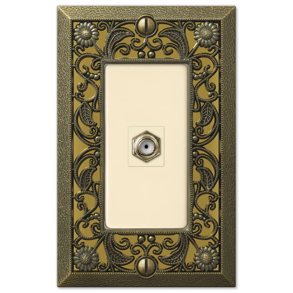 Amerelle Wallplates Single Cable Wallplate in Antique Brass