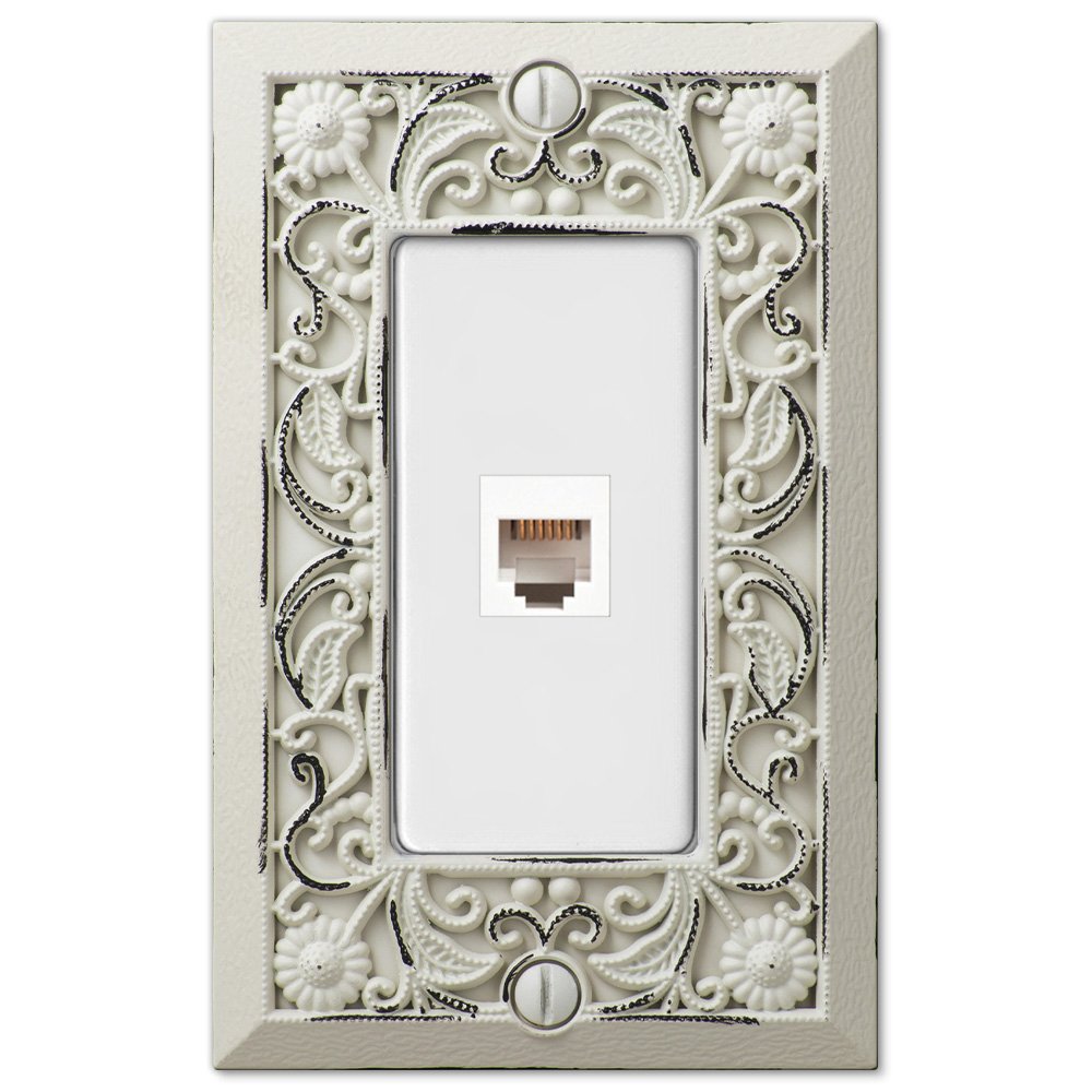 Amerelle Wallplates Single Phone Wallplate in Antique White