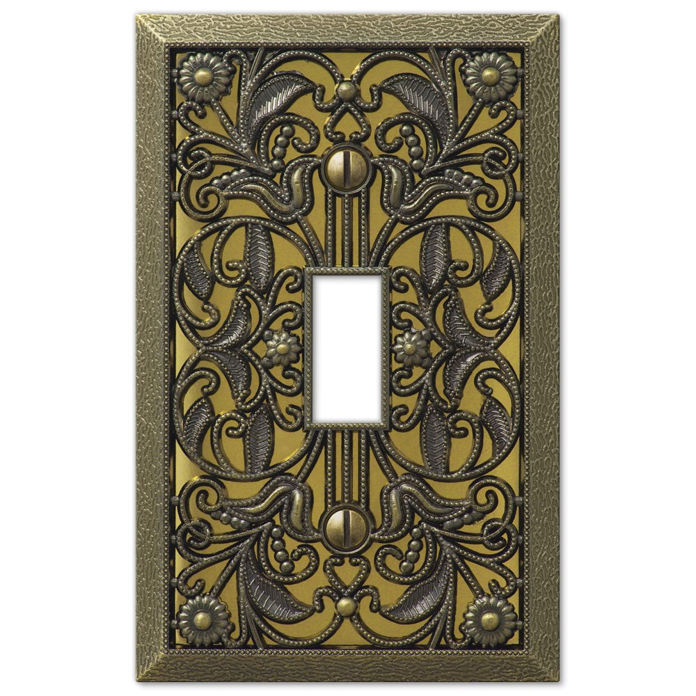 Amerelle Wallplates Single Toggle Wallplate in Antique Brass