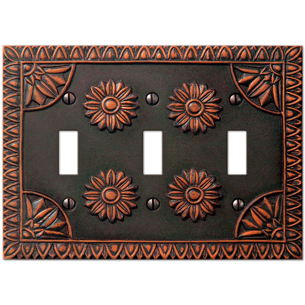 Amerelle Wallplates Resin Triple Toggle Wallplate in Antique Bronze