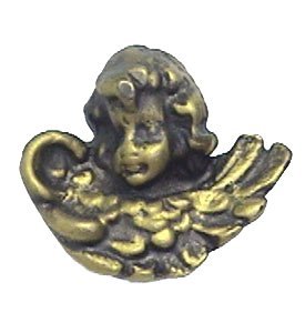Anne at Home Cherub in Wings (Wings Upward Right) Knob in Black with Steel Wash
