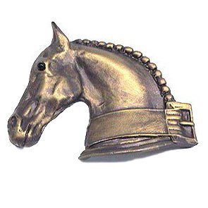 Anne at Home Horse w/ Strap Knob (Facing Left) in Bronze with Verde Wash