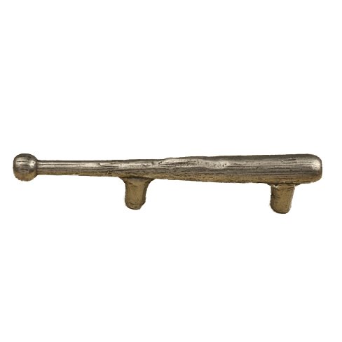 Anne at Home Baseball Bat Pull 3" in Pewter with White Wash