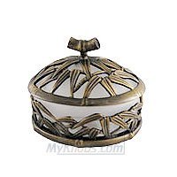 Anne at Home Bathroom Accessory Vanity Top Bamboo Small Jar in Pewter with White Wash