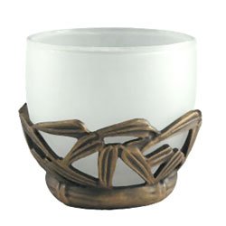 Anne at Home Bathroom Accessory Bamboo Votive in Pewter with Maple Wash