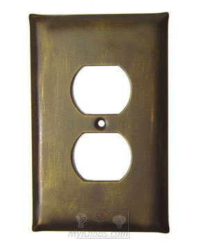 Anne at Home Plain Switchplate Single Duplex Outlet Switchplate in Pewter with White Wash