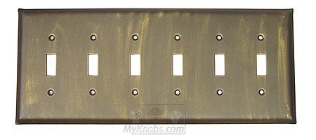 Anne at Home Plain Switchplate Six Gang Toggle Switchplate in Pewter with Bronze Wash