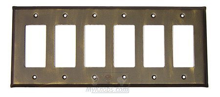 Anne at Home Plain Switchplate Six Gang Rocker/GFI Switchplate in Pewter with Bronze Wash