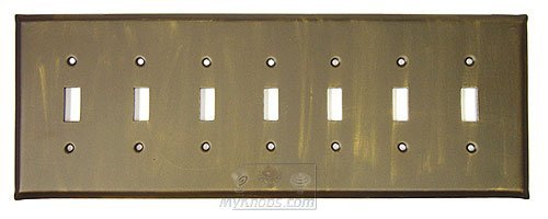 Anne at Home Plain Switchplate Seven Gang Toggle Switchplate in Pewter with Maple Wash