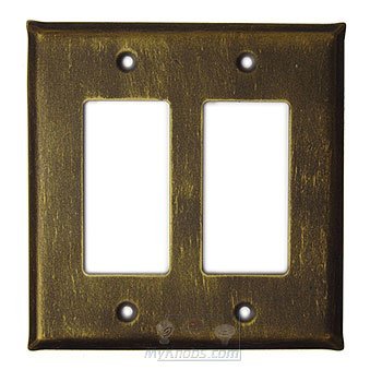Anne at Home Plain Switchplate Double Rocker/GFI Switchplate in Black with Terra Cotta Wash
