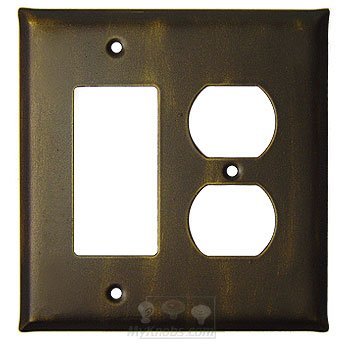 Anne at Home Plain Switchplate Combo Rocker/GFI Duplex Outlet Switchplate in Black with Bronze Wash