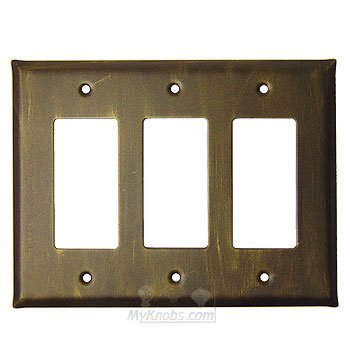 Anne at Home Plain Switchplate Triple Rocker/GFI Switchplate in Pewter Bright