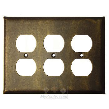 Anne at Home Plain Switchplate Triple Duplex Outlet Switchplate in Rust with Black Wash