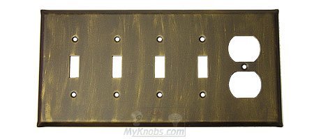 Anne at Home Plain Switchplate Combo Duplex Outlet Quadruple Toggle Switchplate in Black with Bronze Wash