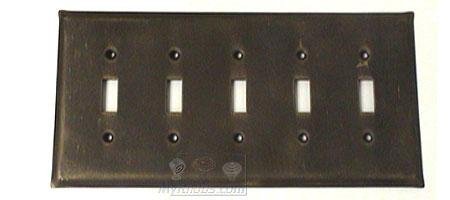 Anne at Home Plain Switchplate Five Gang Toggle Switchplate in Pewter with Bronze Wash