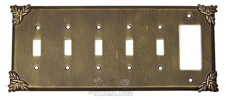 Anne at Home Sonnet Switchplate Combo Rocker/GFI Five Gang Toggle Switchplate in Bronze