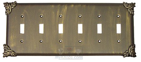 Anne at Home Sonnet Switchplate Six Gang Toggle Switchplate in Bronze