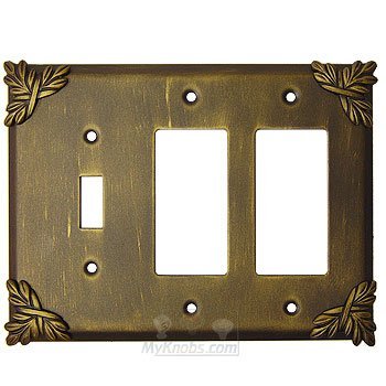 Anne at Home Sonnet Switchplate Combo Double Rocker/GFI Single Toggle Switchplate in Bronze with Verde Wash