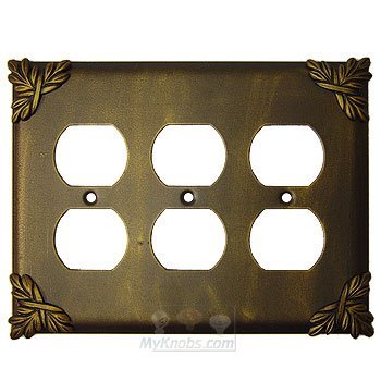 Anne at Home Sonnet Switchplate Triple Duplex Outlet Switchplate in Rust with Copper Wash