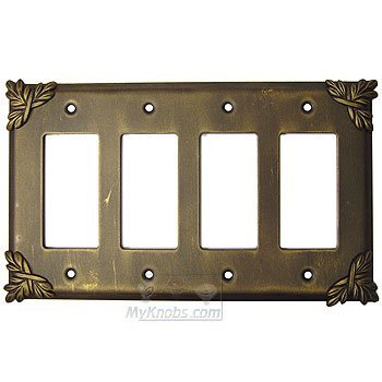 Anne at Home Sonnet Switchplate Quadruple Rocker/GFI Switchplate in Black with Chocolate Wash