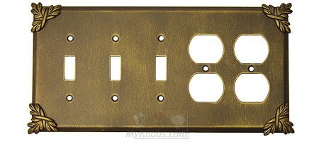 Anne at Home Sonnet Switchplate Combo Double Duplex Outlet Triple Toggle Switchplate in Bronze
