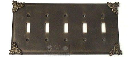 Anne at Home Sonnet Switchplate Five Gang Toggle Switchplate in Pewter with Bronze Wash