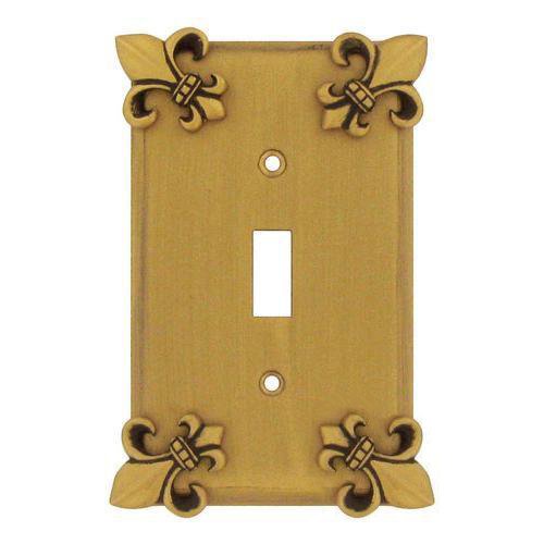 Anne at Home Fleur De Lis Single Toggle Switchplate in Black with Chocolate Wash