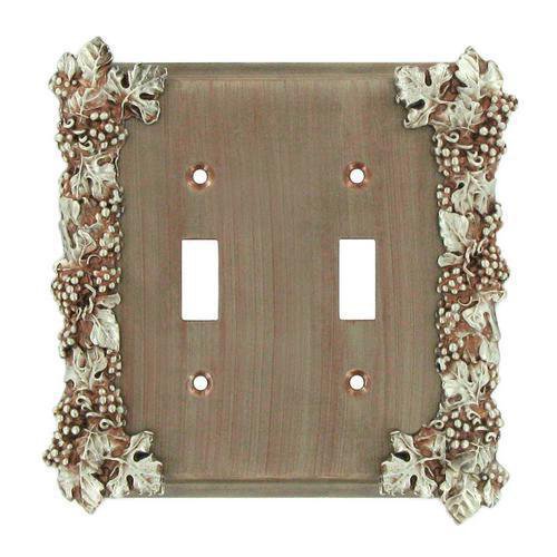 Anne at Home Grapes Double Toggle Switchplate in Bronze with Verde Wash