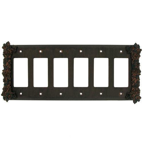 Anne at Home Grapes Six Gang Rocker/GFI Switchplate in Black with Bronze Wash