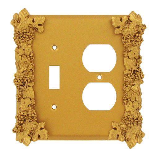 Anne at Home Grapes Combo Toggle/Duplex Outlet Switchplate in Antique Gold