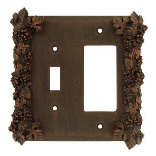 Anne at Home Grapes Combo Toggle/Rocker Switchplate in Pewter with Cherry Wash