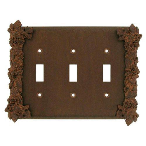 Anne at Home Grapes Triple Toggle Switchplate in Antique Bronze