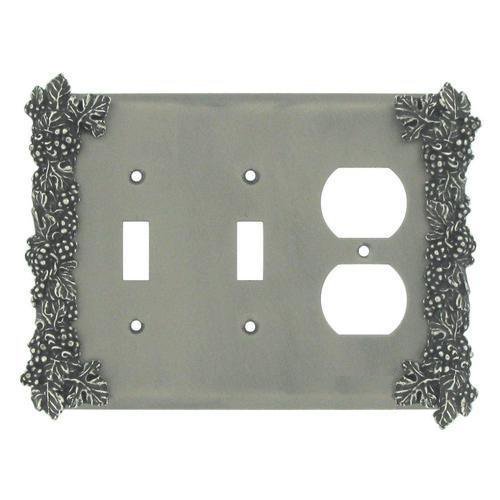 Anne at Home Grapes 2 Toggle/1 Duplex Outlet Switchplate in Weathered White