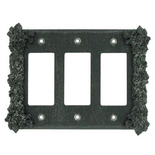 Anne at Home Grapes Triple Rocker/GFI Switchplate in Black with Verde Wash