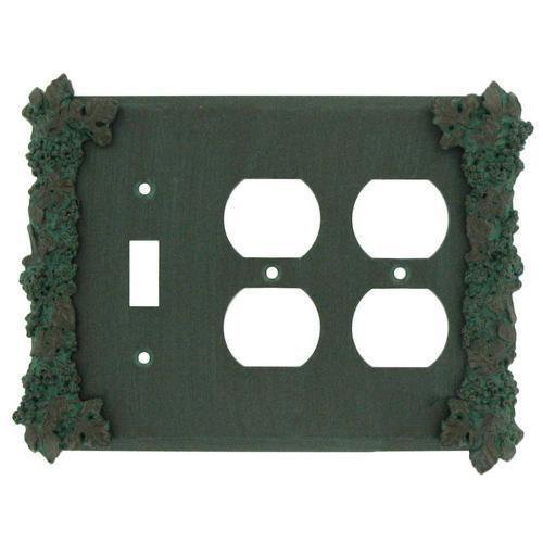 Anne at Home Grapes 1 Toggle/2 Duplex Outlet Switchplate in Pewter Bright
