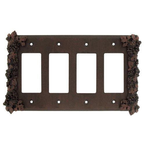 Anne at Home Grapes Quadruple Rocker/GFI Switchplate in Black with Bronze Wash