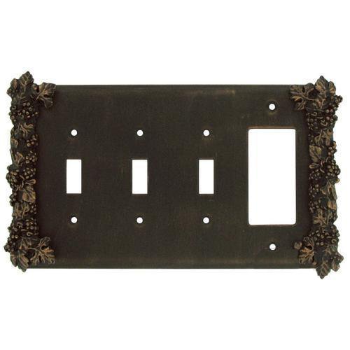 Anne at Home Grapes 3 Toggle/1 Rocker Switchplate in Black