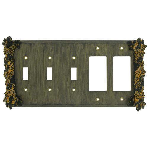 Anne at Home Grapes 3 Toggle/2 Rocker Switchplate in Pewter with White Wash