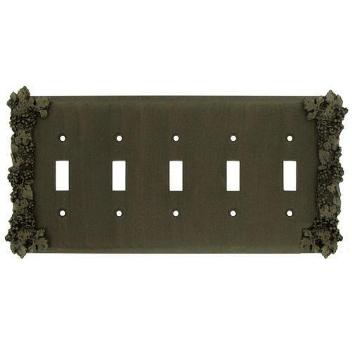 Anne at Home Grapes Five Gang Toggle Switchplate in Bronze with Black Wash